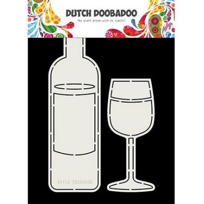 Dutch DooBaDoo Card Art - Wine Bottle and Glass